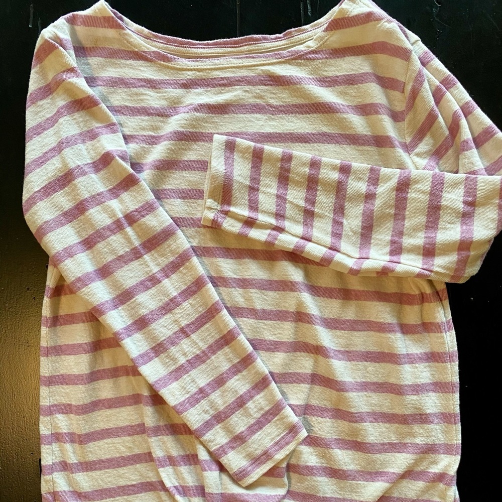 Old navy tie front pink stripe top size small